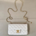 Chanel Mini Flap Shiny Lambskin & Gold-Tone Metal AS5759 White