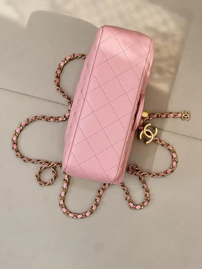 Chanel Mini Flap Shiny Lambskin & Gold-Tone Metal AS5759 Pink