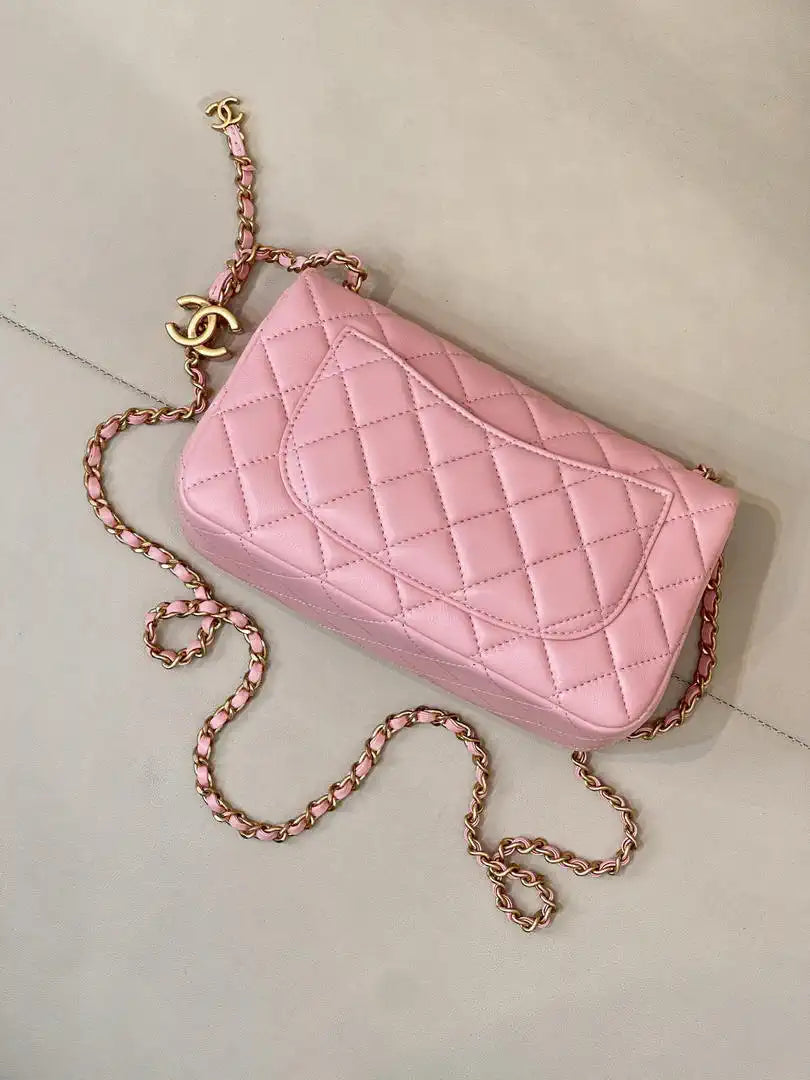 Chanel Mini Flap Shiny Lambskin & Gold-Tone Metal AS5759 Pink
