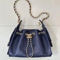 Chanel Mini Hobo Calfskin & Gold-Tone Metal AS5631 Navy Blue