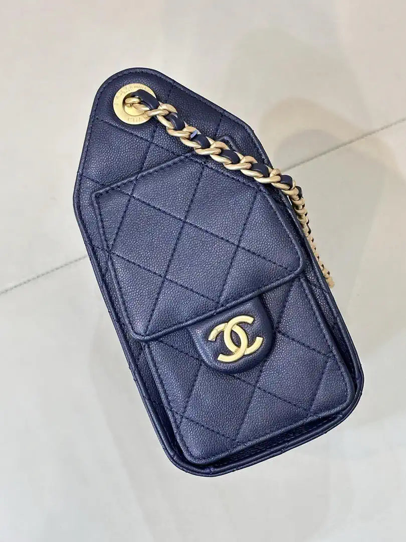 Chanel Mini Hobo Calfskin & Gold-Tone Metal AS5631 Navy Blue