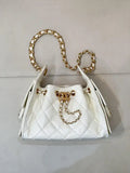 Chanel Mini Hobo Lambskin & Gold-Tone Metal AS5631 White