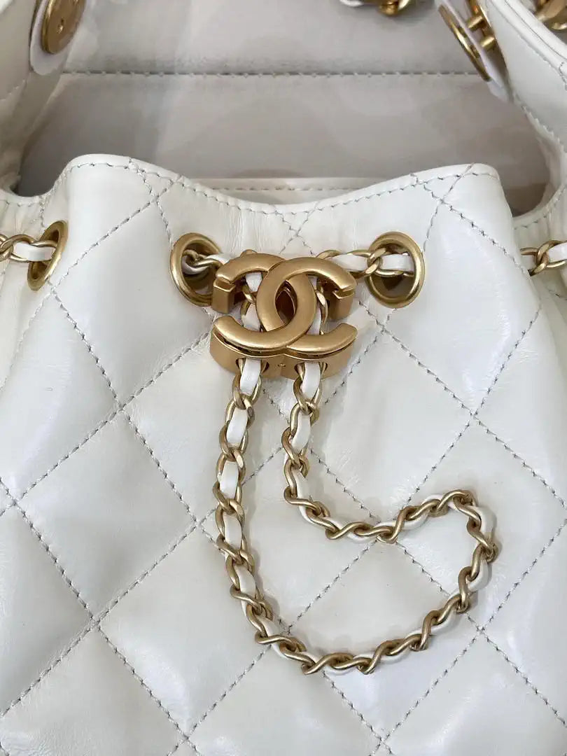 Chanel Mini Hobo Lambskin & Gold-Tone Metal AS5631 White