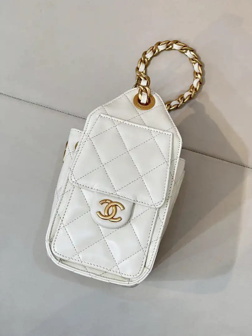Chanel Mini Hobo Lambskin & Gold-Tone Metal AS5631 White