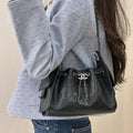 Chanel Mini Hobo Calfskin & Silver-Tone Metal AS5631 Black