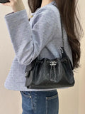 Chanel Mini Hobo Calfskin & Silver-Tone Metal AS5631 Black