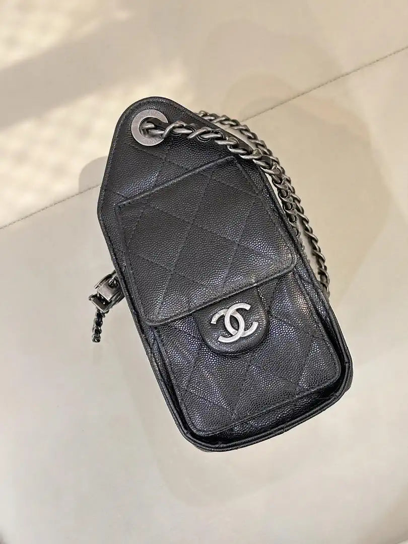 Chanel Mini Hobo Calfskin & Silver-Tone Metal AS5631 Black