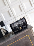 Chanel  Mini Tweed Shearling Lambskin & Gold-Tone Metal AS5685 Black & Gray
