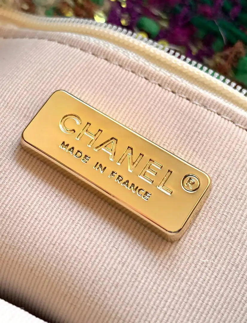 Chanel  Mini Tweed Shearling Lambskin & Gold-Tone Metal AS5685 Green Purple