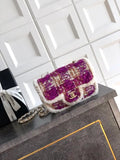 Chanel  Mini Tweed Shearling Lambskin & Gold-Tone Metal AS5685 Fuschia Pink