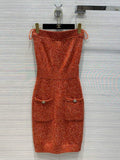 Chanel P73610 Women's Fashion Clothing Strapless Dress C58708
