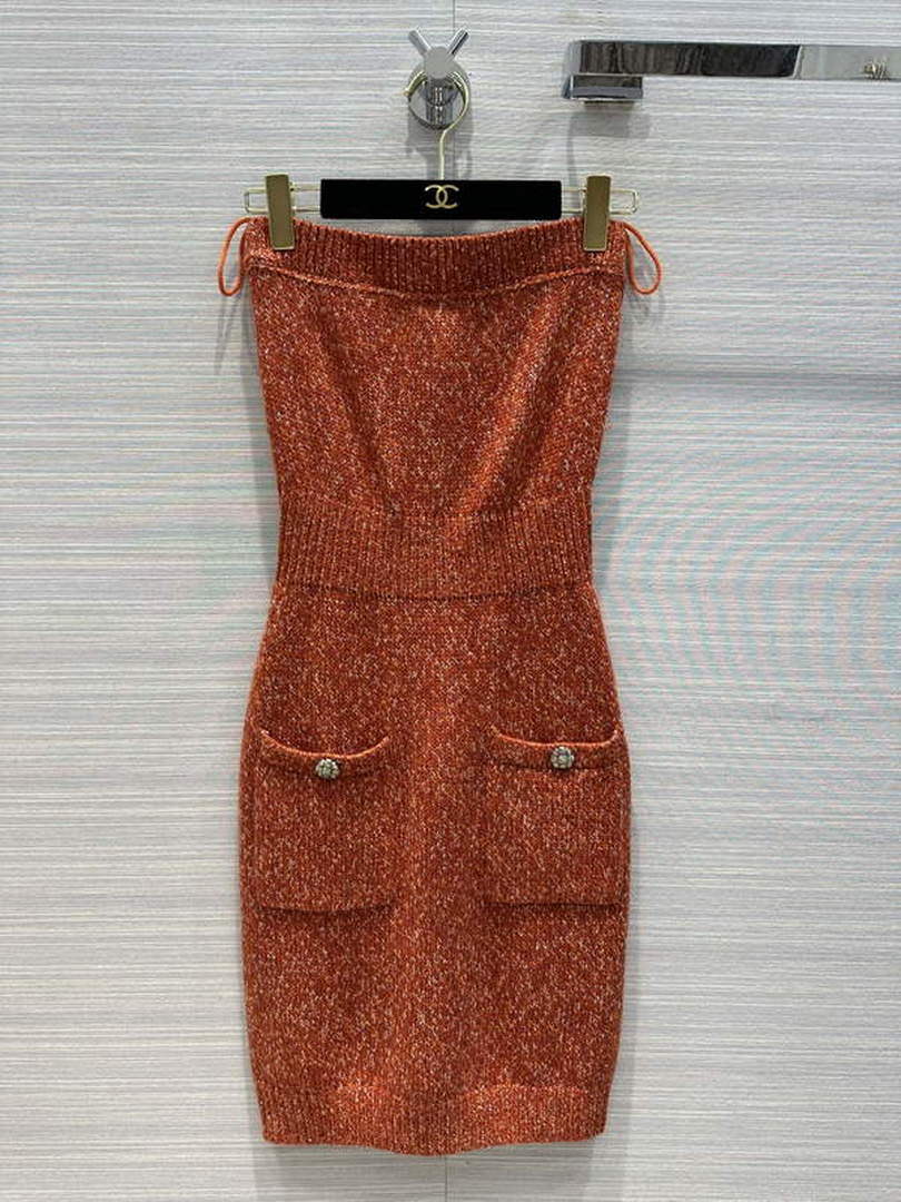 Chanel P73610 Women's Fashion Clothing Strapless Dress C58708