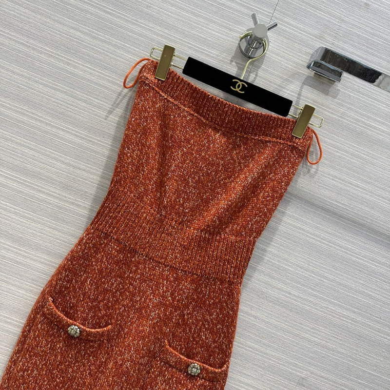 Chanel P73610 Women's Fashion Clothing Strapless Dress C58708