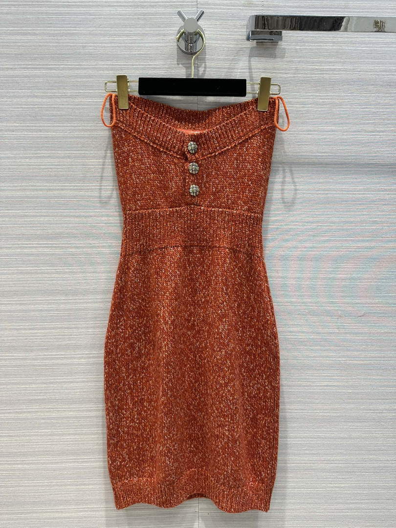 Chanel P73610 Women's Fashion Clothing Strapless Dress C58708