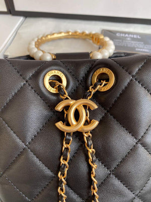 Chanel Pearl Bracelet Bucket Bag Lambskin AS2608 Black - Default Title - View 6