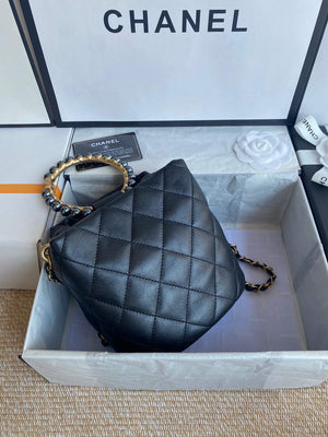Chanel Grey Pearl Bracelet Bucket Bag Lambskin AS2608 Black - Default Title - View 2