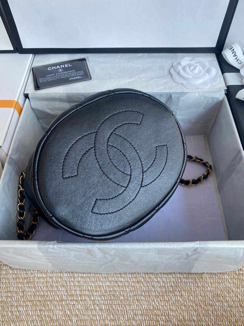 Chanel Grey Pearl Bracelet Bucket Bag Lambskin AS2608 Black - Default Title - View 4