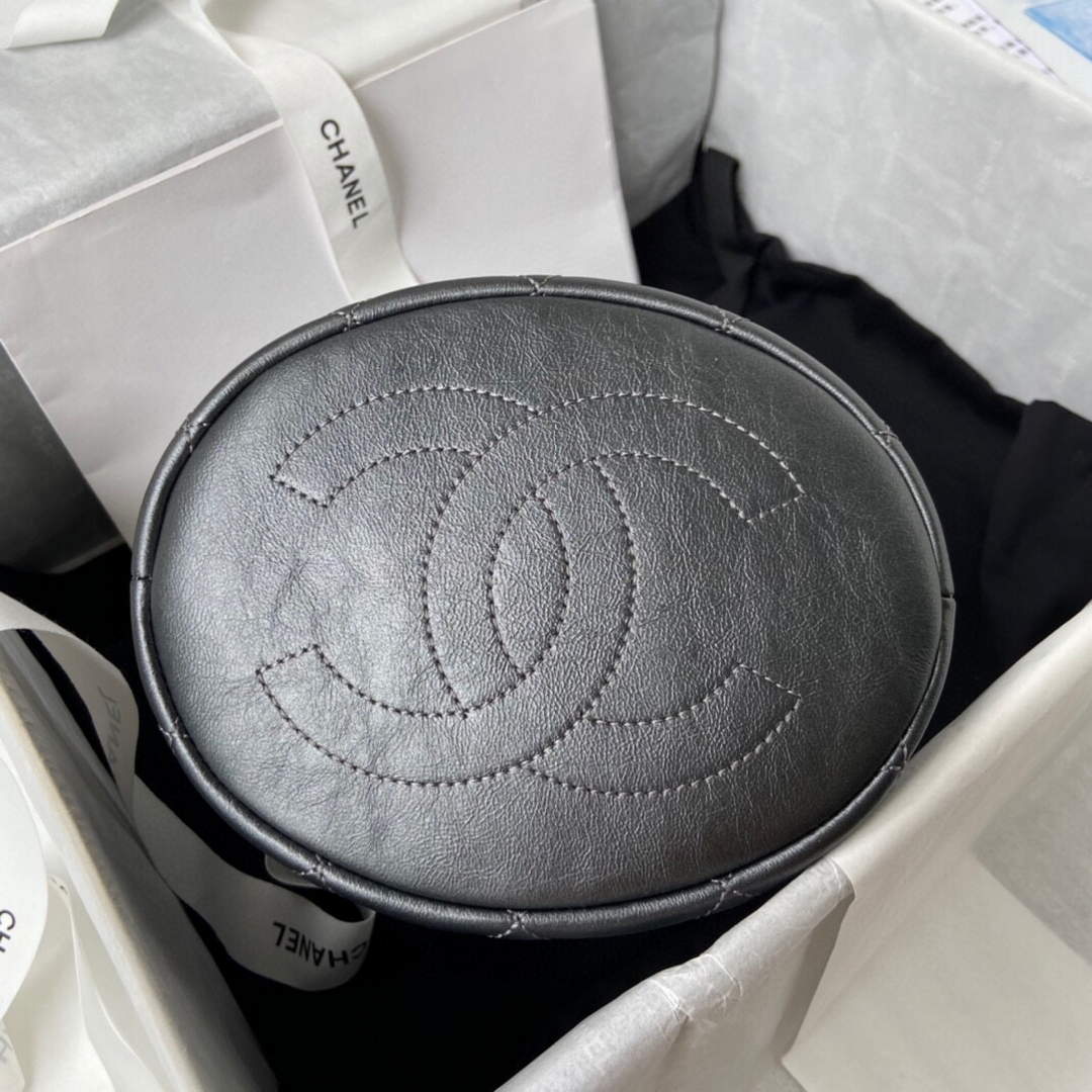Chanel Pearl Bracelet Bucket Bag Lambskin AS2608 Grey