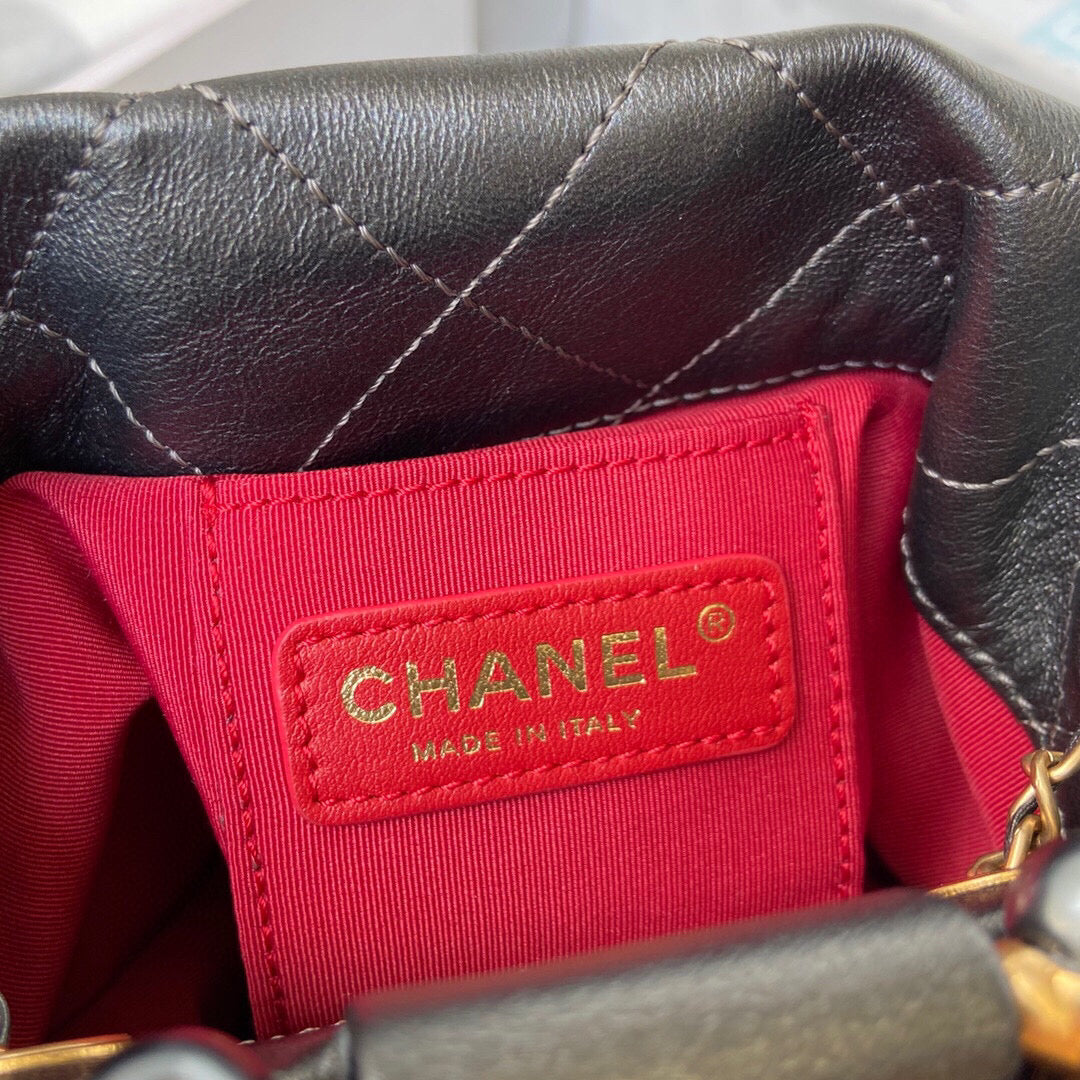 Chanel Pearl Bracelet Bucket Bag Lambskin AS2608 Grey