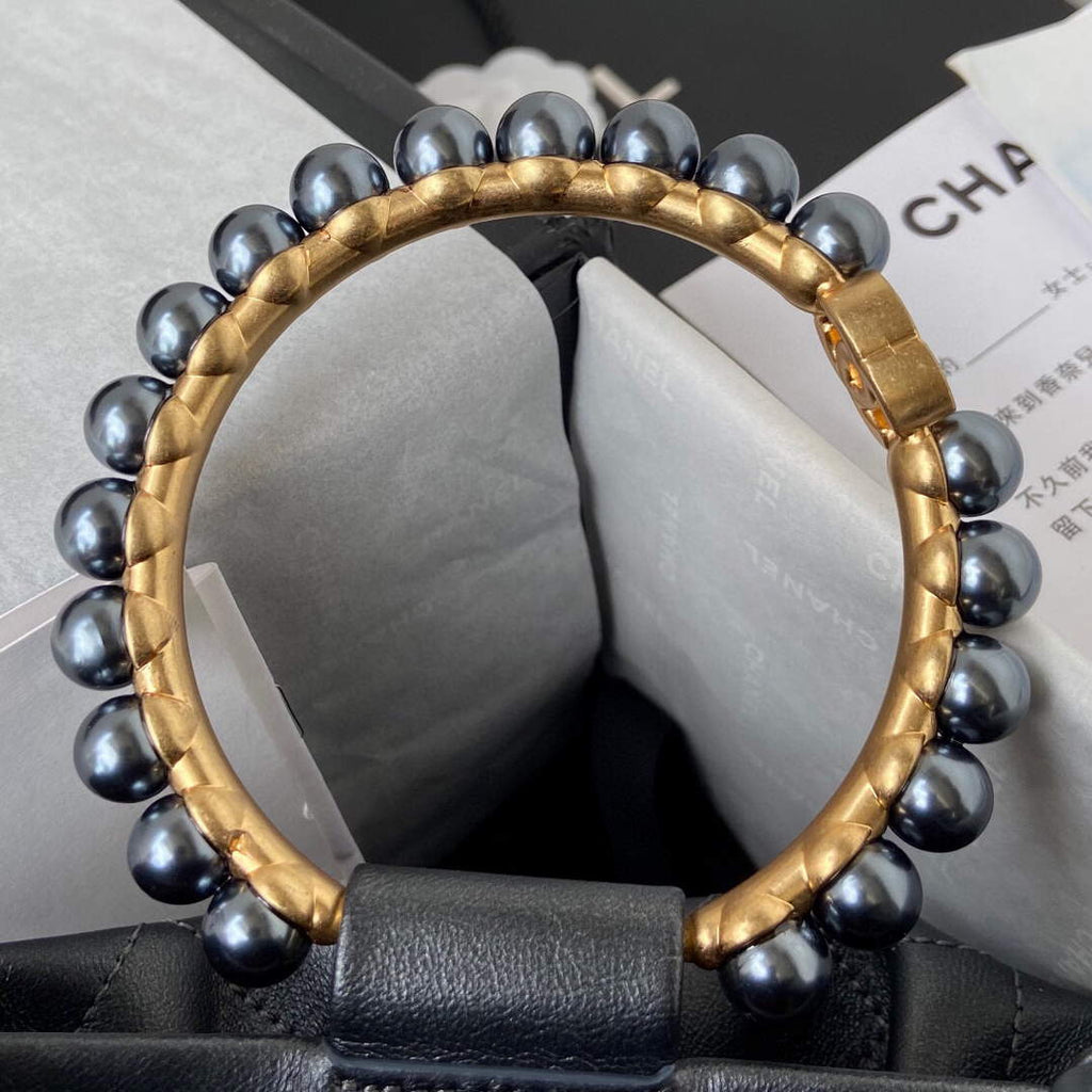 Chanel Pearl Bracelet Bucket Bag Lambskin AS2608 Grey
