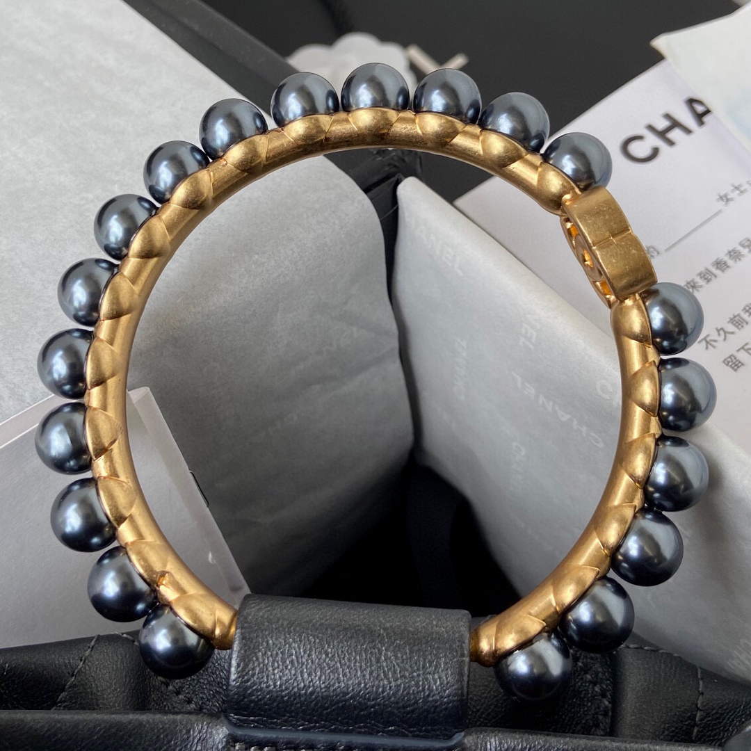 Chanel Pearl Bracelet Bucket Bag Lambskin AS2608 Grey