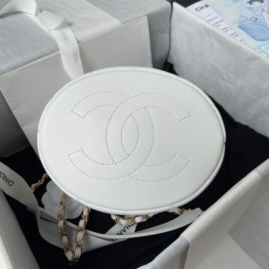 Chanel Pearl Bracelet Bucket Bag Lambskin AS2608 White - Default Title - View 6
