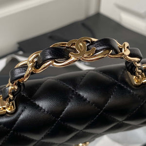 Chanel Phone Holder with Chain CC  Lambskin & Gold-Tone Metal AP3226 Black - Default Title - View 4
