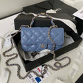 Chanel Phone Holder with Chain CC Lambskin & Gold-Tone Metal AP3226 Blue
