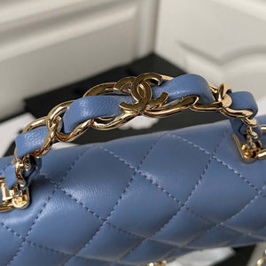 Chanel Phone Holder with Chain CC Lambskin & Gold-Tone Metal AP3226 Blue - Default Title - View 4