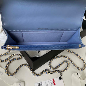 Chanel Phone Holder with Chain CC Lambskin & Gold-Tone Metal AP3226 Blue - Default Title - View 7