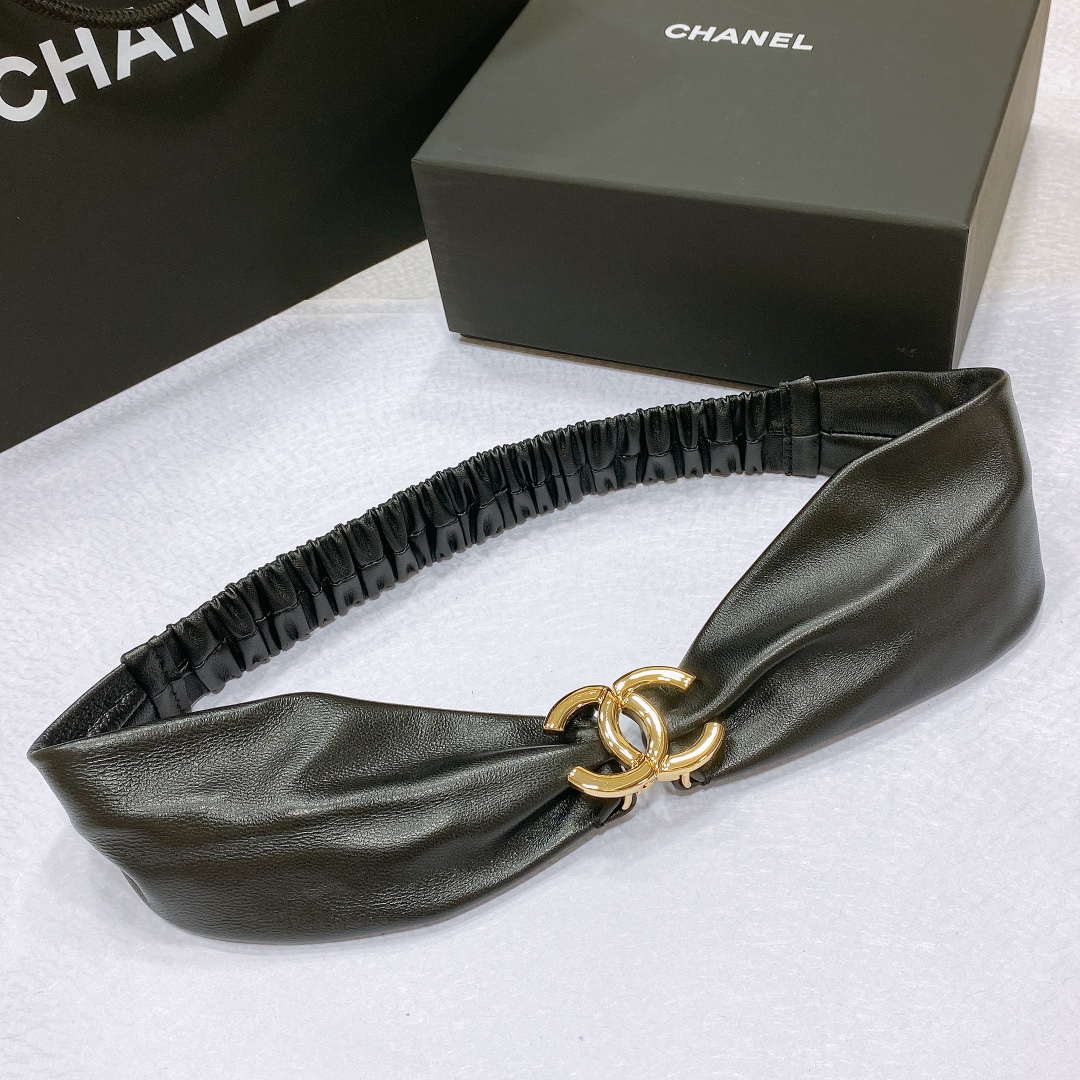 Chanel polished CC brass buckle Sheepskin elastic belt AA0936 - '--Please Select-- - View 3