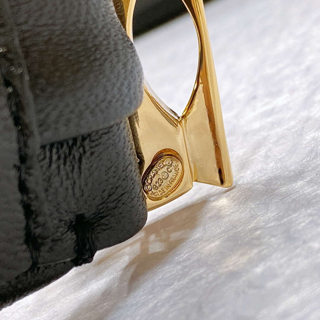 Chanel polished CC brass buckle Sheepskin elastic belt AA0936