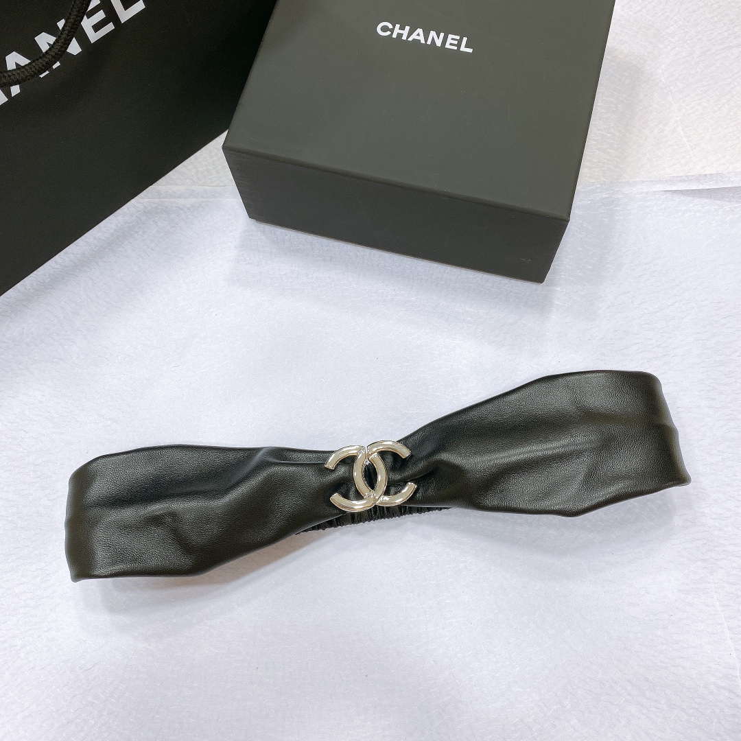 Chanel polished CC brass buckle Sheepskin elastic belt AA0937