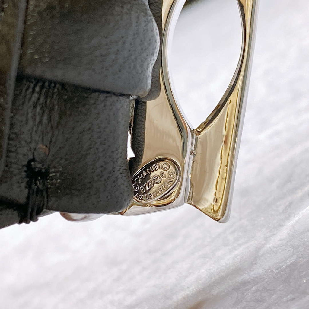 Chanel polished CC brass buckle Sheepskin elastic belt AA0937