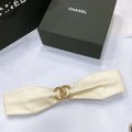 Chanel polished CC brass buckle Sheepskin elastic belt AA0938