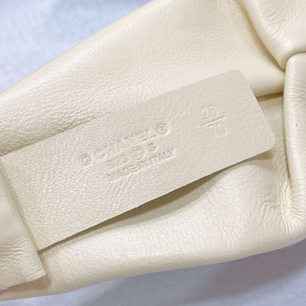 Chanel polished CC brass buckle Sheepskin elastic belt AA0938
