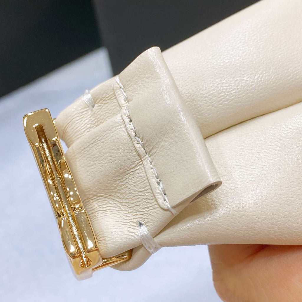 Chanel polished CC brass buckle Sheepskin elastic belt AA0938