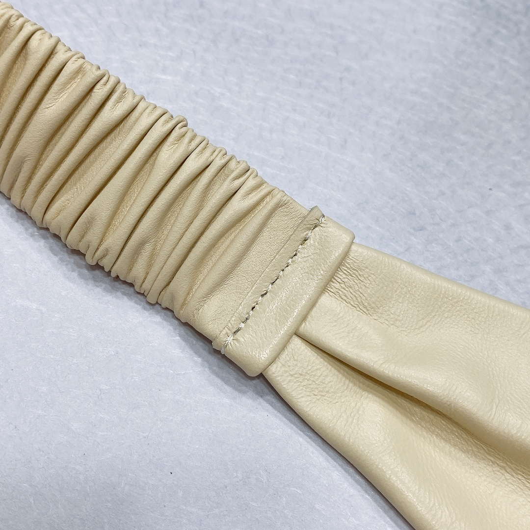 Chanel polished CC brass buckle Sheepskin elastic belt AA0938