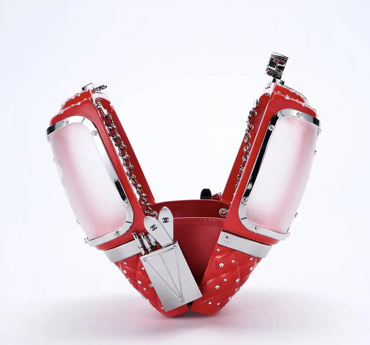 Chanel Resort 2019 Ski Gondola Turquoise Runway Swarovski Minaudi¨¨re Bag AS1200 Red