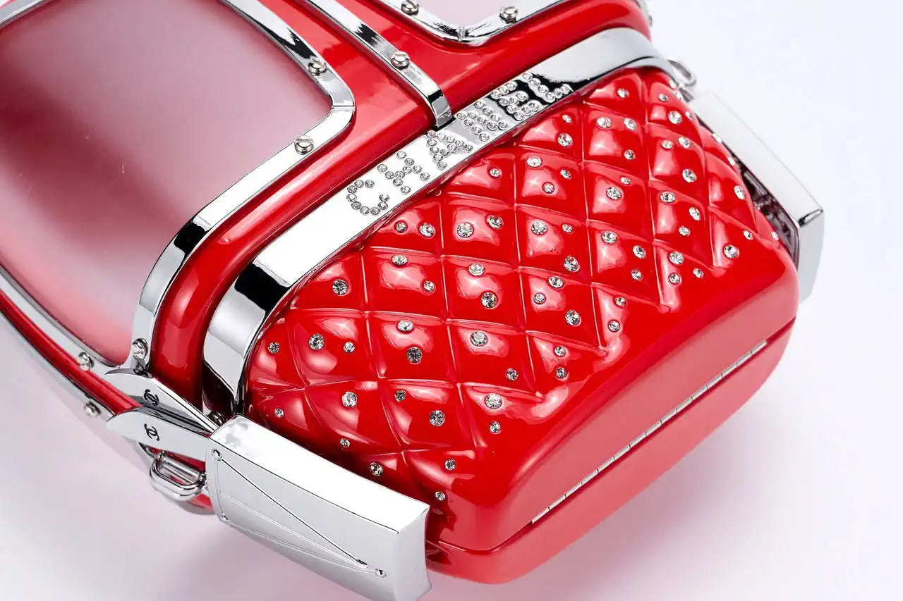 Chanel Resort 2019 Ski Gondola Turquoise Runway Swarovski Minaudi¨¨re Bag AS1200 Red