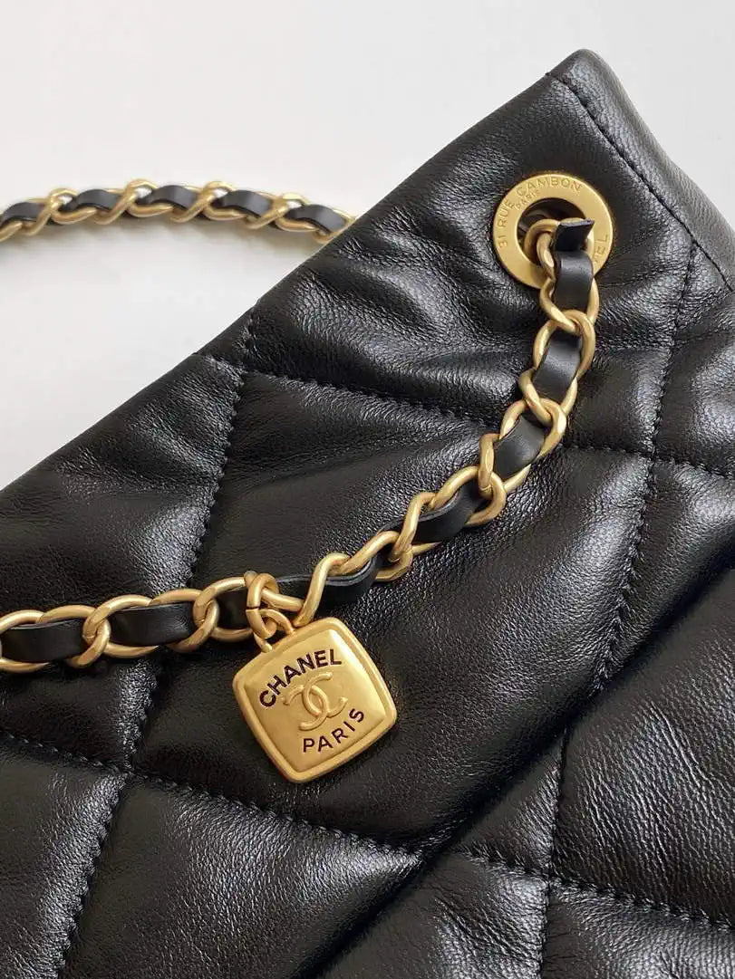 Chanel Shopping Bag 25K Lambskin AS5740 Black