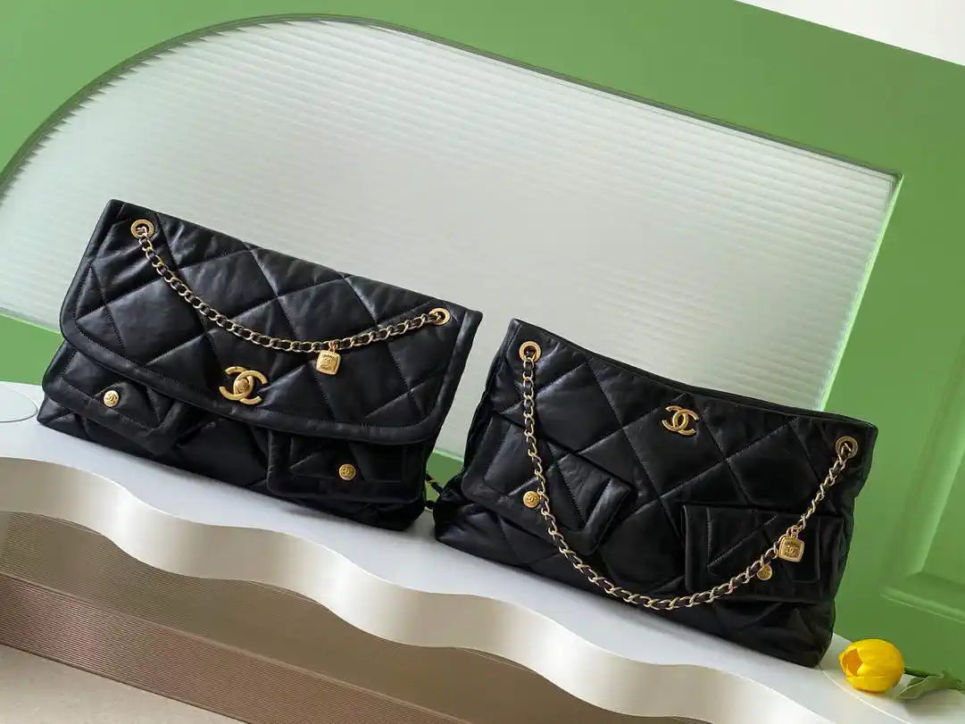 Chanel Shopping Bag 25K Lambskin AS5740 Black