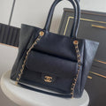 Chanel Shopping Bag Grained Calfskin & Gold-Tone Metal  AS6024 Black - Default Title - View 1