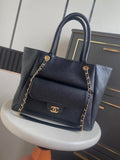 Chanel Shopping Bag Grained Calfskin & Gold-Tone Metal  AS6024 Black