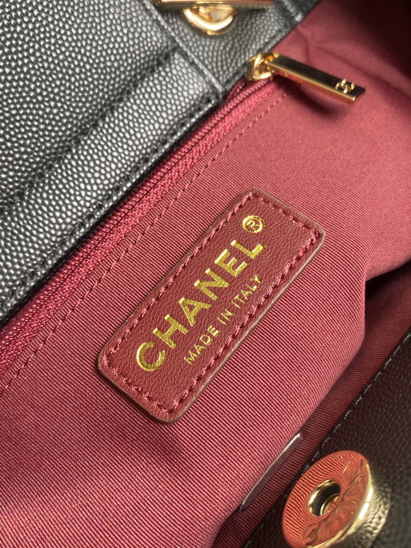 Chanel Shopping Bag Grained Calfskin & Gold-Tone Metal  AS6024 Black