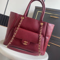 Chanel Shopping Bag Grained Calfskin & Gold-Tone Metal  AS6024 Red - Default Title - View 1