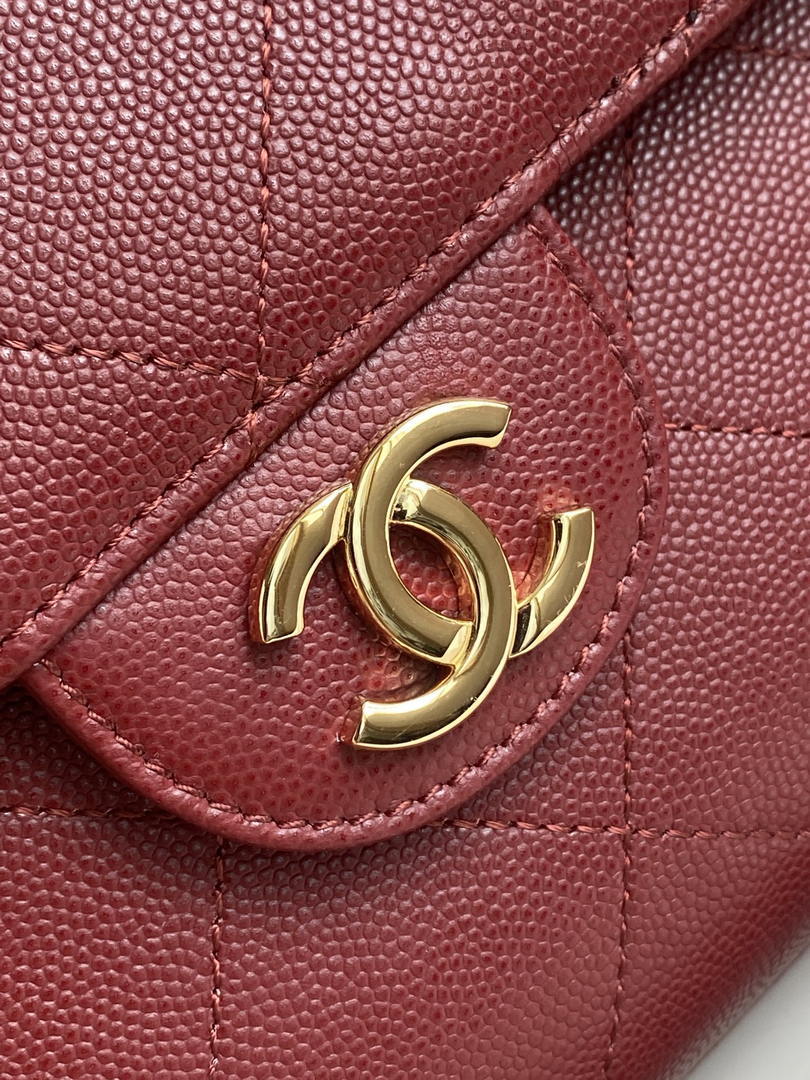 Chanel Shopping Bag Grained Calfskin & Gold-Tone Metal  AS6024 Red