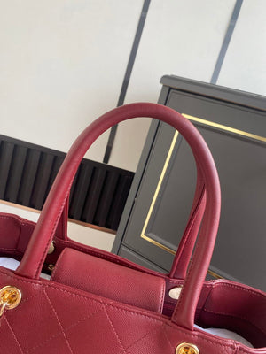 Chanel Shopping Bag Grained Calfskin & Gold-Tone Metal  AS6024 Red - Default Title - View 7