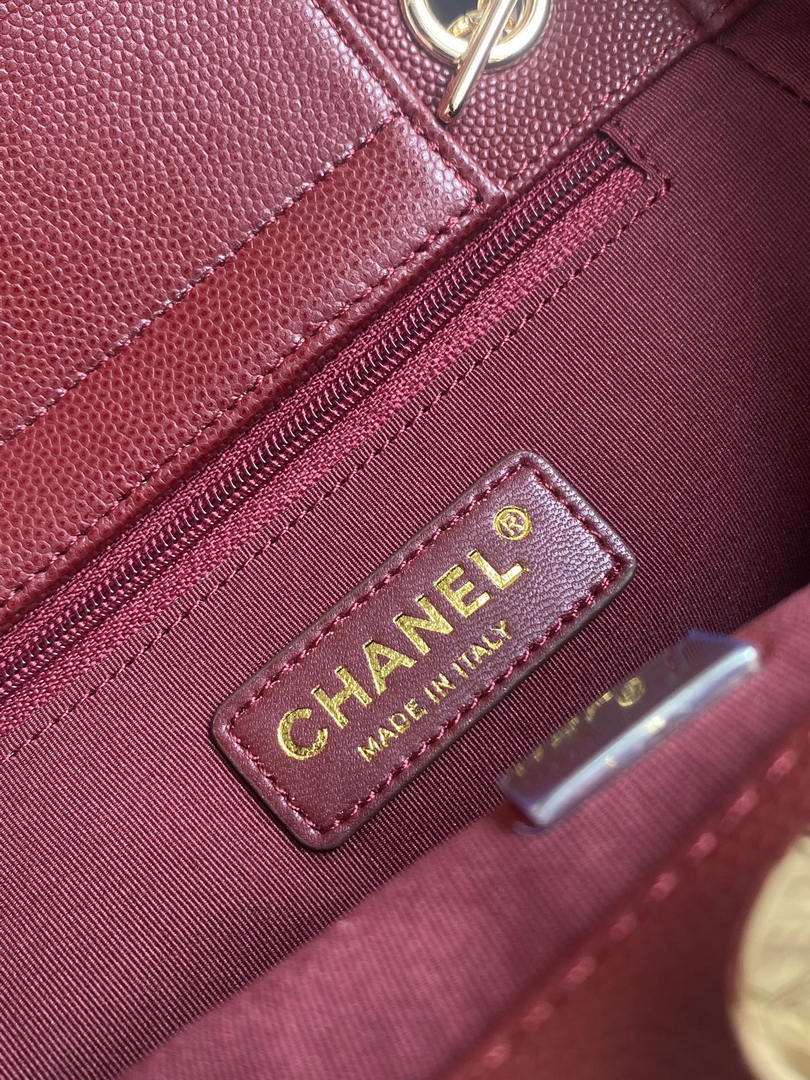 Chanel Shopping Bag Grained Calfskin & Gold-Tone Metal  AS6024 Red - Default Title - View 9