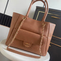 Chanel Shopping Bag Grained Calfskin & Gold-Tone Metal  AS6024 Brown - Default Title - View 1